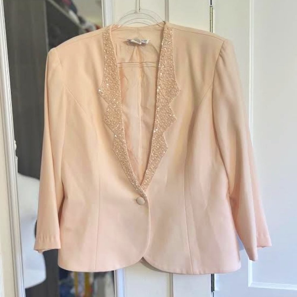 Karen Miller New York Vintage Pink Crepe Evening Jacket - Size 16